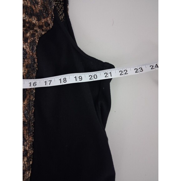 Weekends by Chicos Sz 3 Black Leopard Print Full Zip Vest Large Faux Leather - Picture 7 of 8